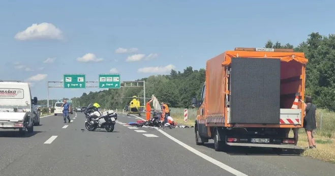 Teška nesreća na A1 kod Zagreba. Ozlijeđen vozač motora, spašavao ga helikopter Hitne