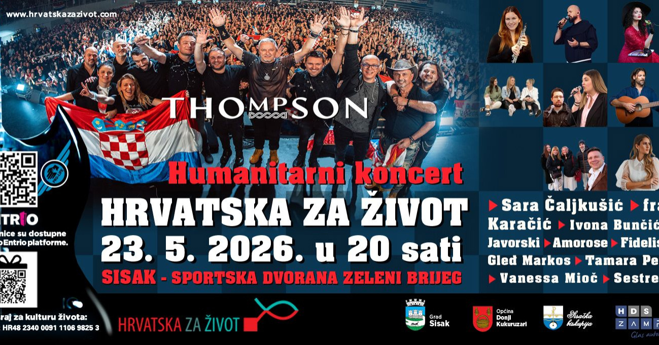 Thompson će nastupati na duhovnom koncertu u Sisku imena "Hrvatska za život"