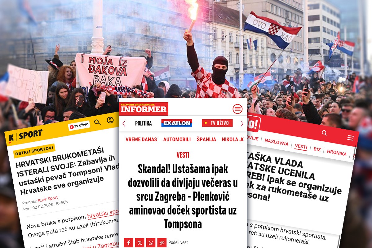 Srpski tabloidi o dočeku: "Hrvatske brukometaše zabavlja ustaški pjevač Thompson"