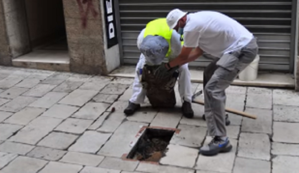 VIDEO Splitski vijećnik u centru grada popravio kamenu ploču, sve je snimio