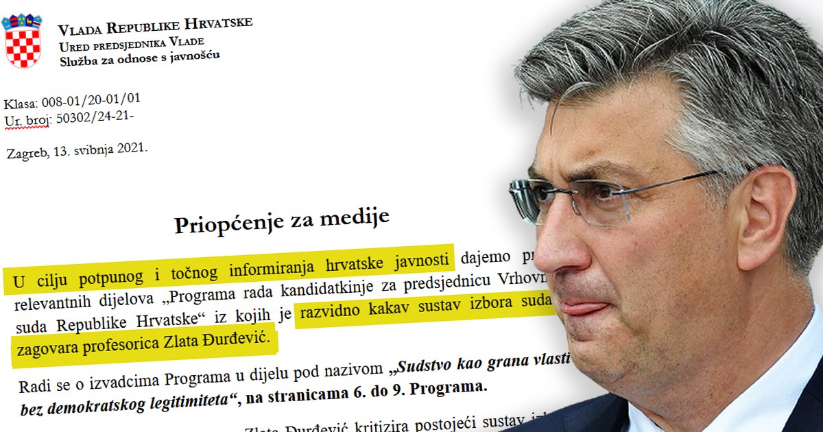 Vlada: Dajemo prikaz relevantnih dijelova programa Zlate Đurđević