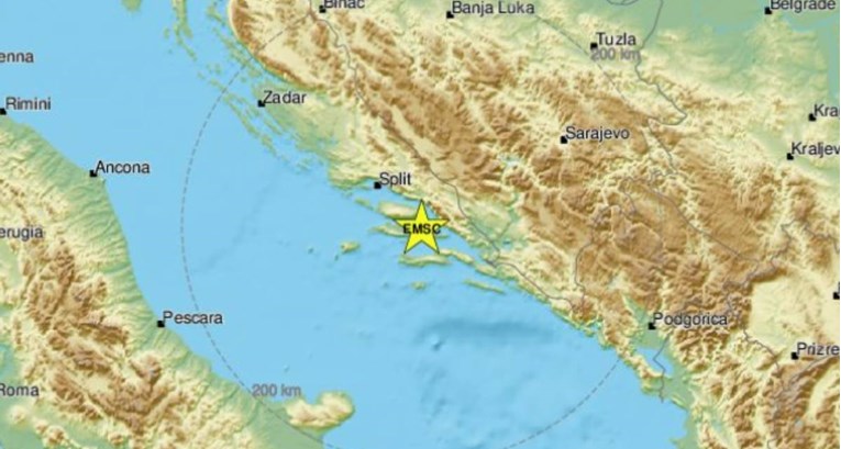 Potres jačine 3.3 u moru između Brača i Hvara