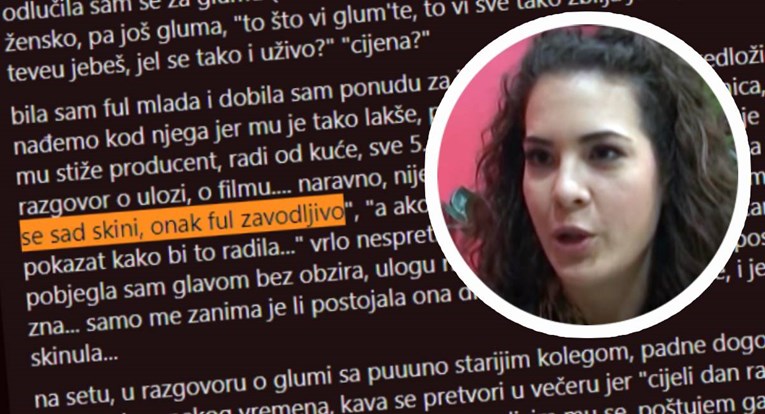 Mučna objava hrvatske glumice: Redatelj me pozvao kod sebe i tražio da se skinem
