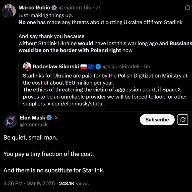 Musk poljskom ministru: Budi tiho, mali čovječe