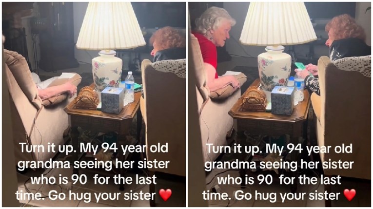 VIDEO Posljednji susret sestara (94 i 90) koje žive na različitim krajevima zemlje