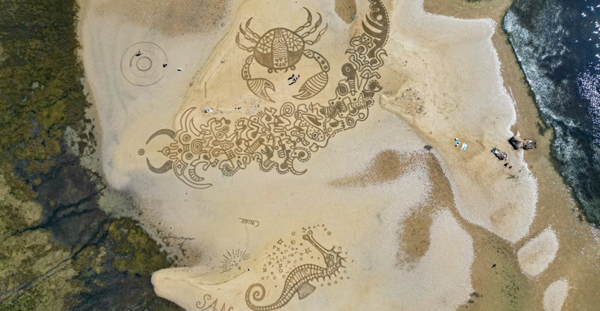 Ovi nevjerojatni prizori snimljeni su na ušću Neretve, crteži su nastali na pijesku