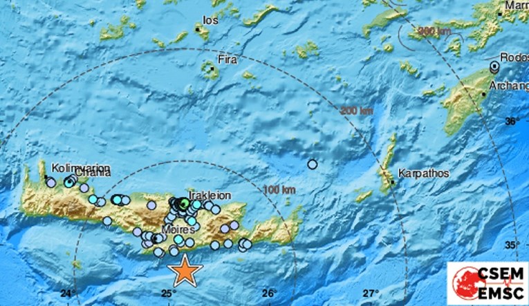 Dva jaka potresa magnitude iznad 5 po Richteru kod Krete. Jedan se osjetio u Egiptu