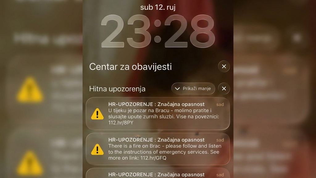 Ljudi u Splitu dobili poruku upozorenja za Brač. Zašto?