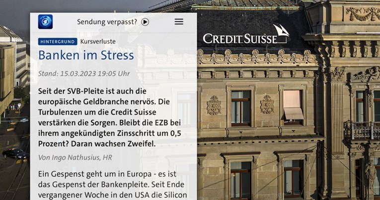 Analiza ARD-a o Credit Suisseu i SVB-u: Bauk bankarskog bankrota kruži Europom