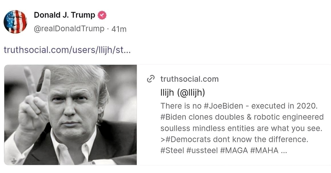 Trump podijelio teoriju zavjere da je Biden pogubljen 2020.