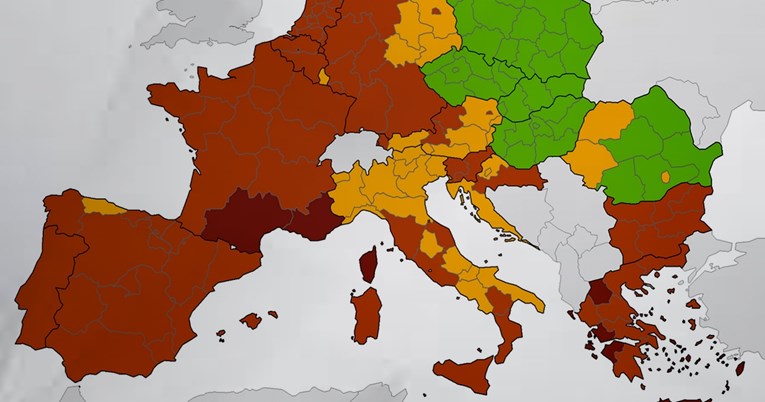 Objavljena nova korona-karta, dijelovi Hrvatske u crvenom