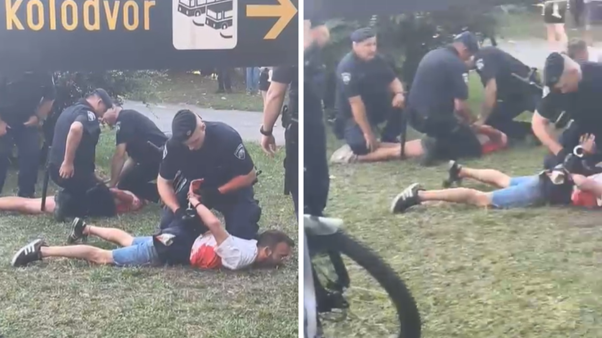 VIDEO Incident na mimohodu, u majicama s crvenim mrljama preskočili ogradu