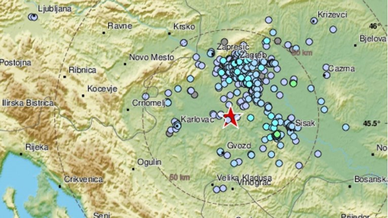 Tijekom noći devet potresa kod Petrinje. Najjači je bio 3.1 po Richteru