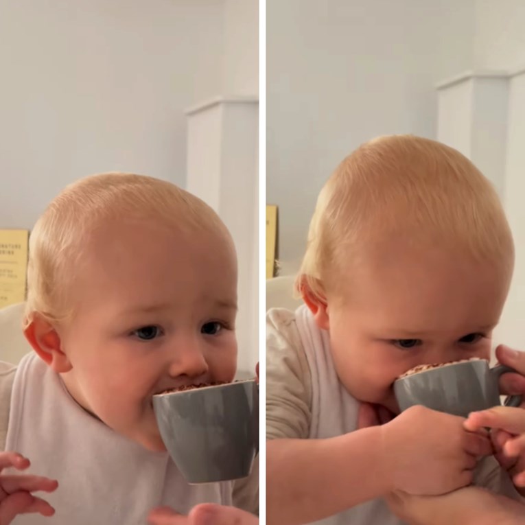 Roditelji su bebi prvi put dali da proba babyccino, pogledajte kako je to završilo