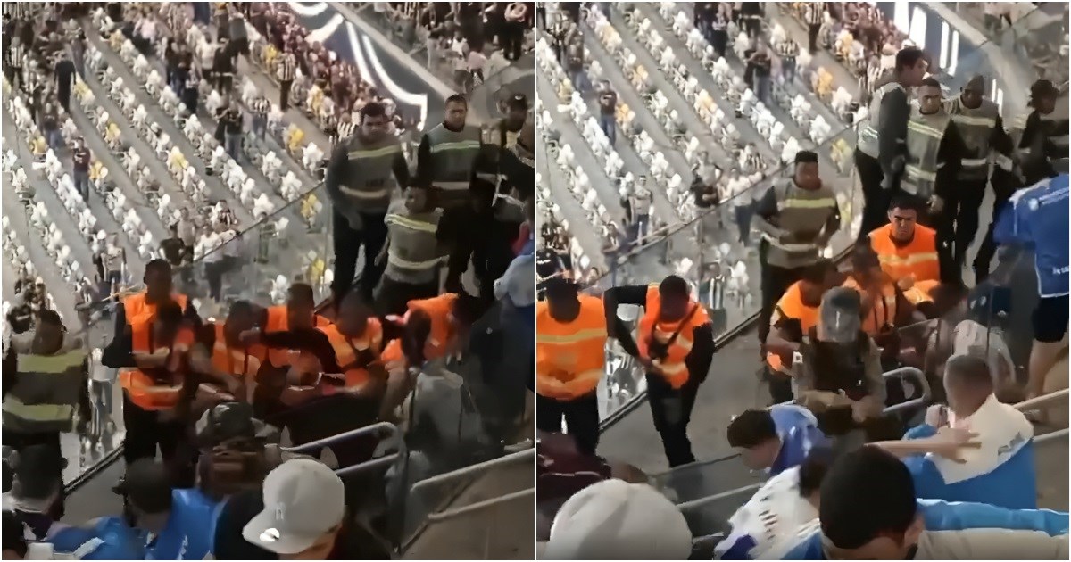 VIDEO Tri zaštitara tuku jednog navijača po glavi na stadionu