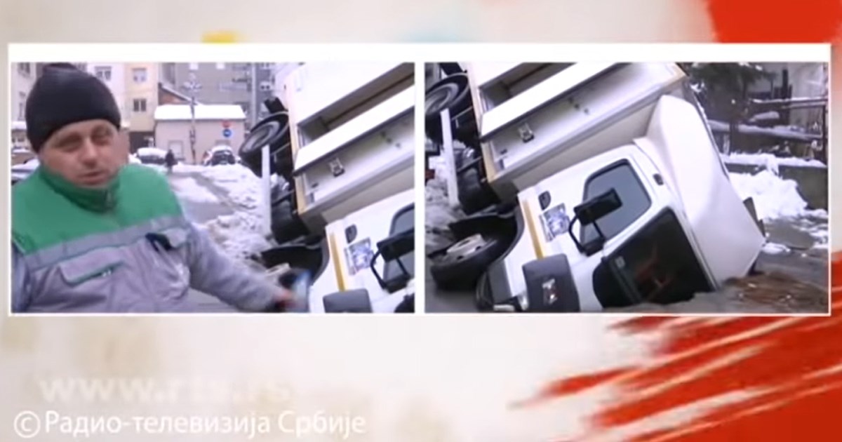 VIDEO U Beogradu kamion upao u rupu na cesti