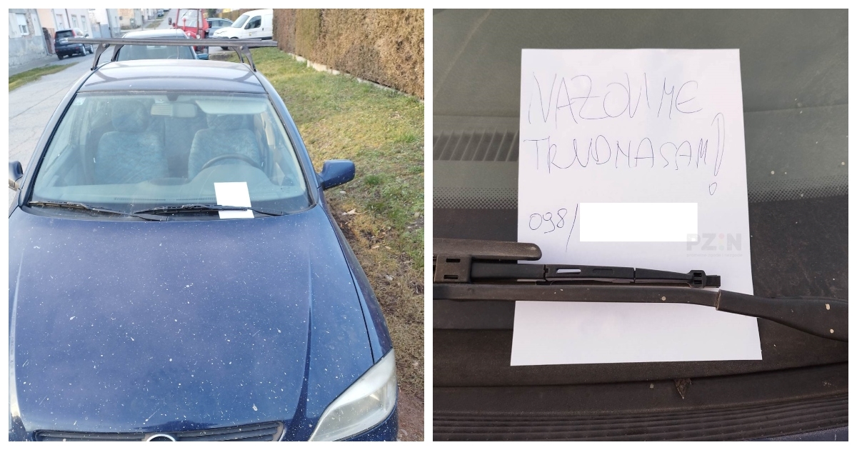 Na autu daruvarskih registracija osvanula poruka: "Nazovi me, trudna sam"