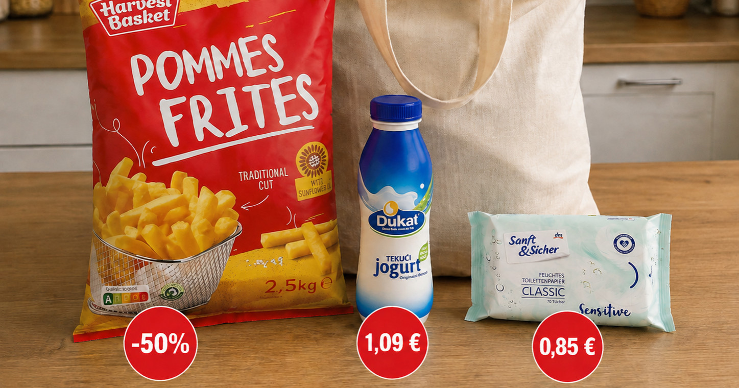 Najbolje cijene danas: Tekući jogurt za 1,09 eura, pomfrit na -50%