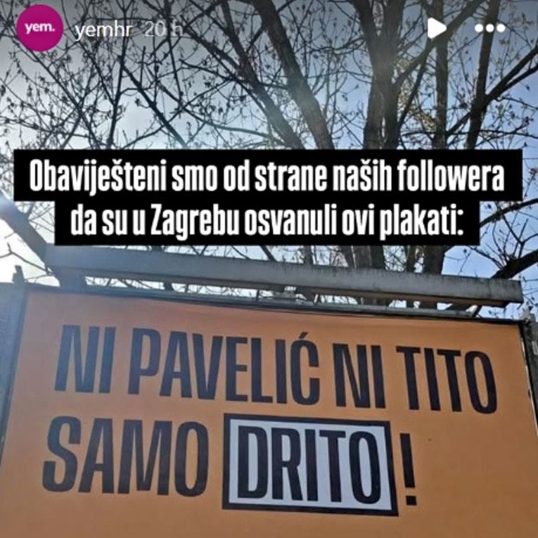 yem se oglasio o plakatu "Ni Pavelić ni Tito, samo drito"