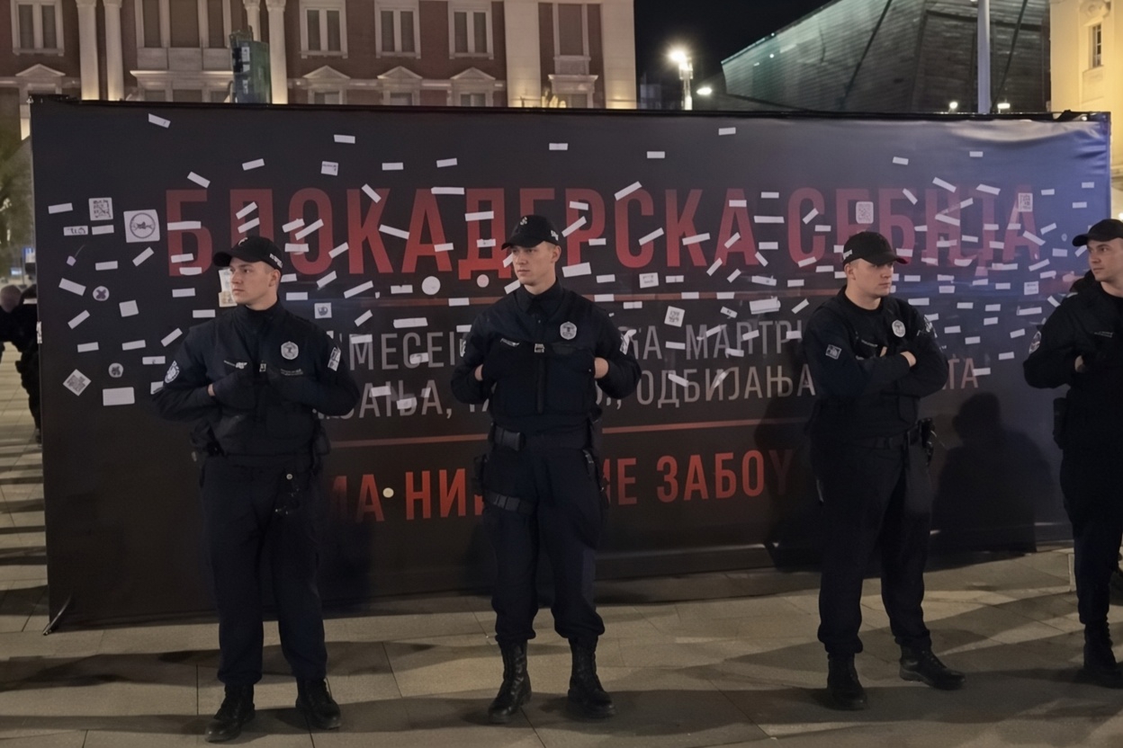 VIDEO Žandarmi u Beogradu okružili "Vučićev muzej blokadera", brane ga od studenata
