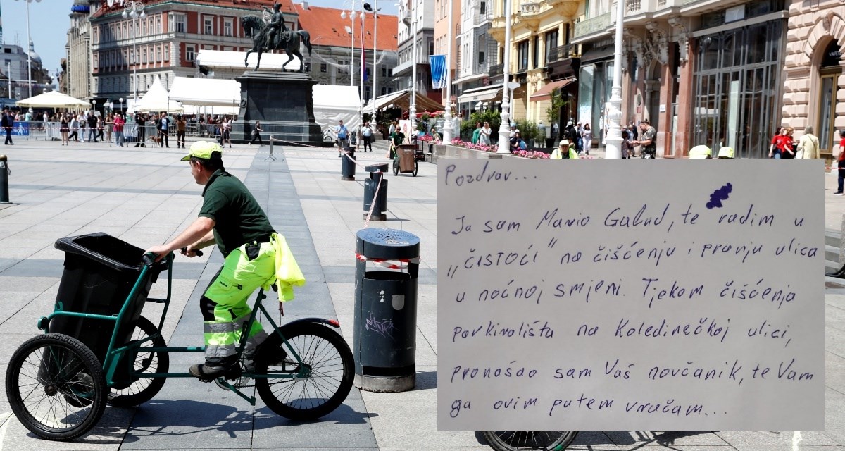 Radnik Čistoće u Zagrebu našao novčanik s dokumentima i novcem. Vratio ga je vlasniku