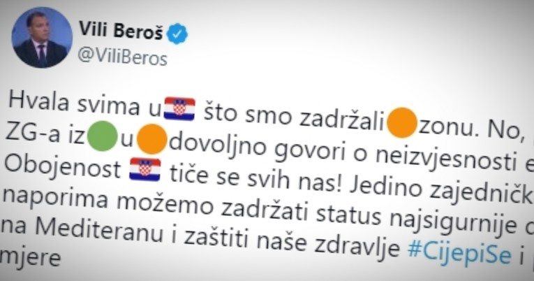 Beroš: Zagreb u narančastom dovoljno govori o epidemiji. Cijepi se i poštuj mjere!