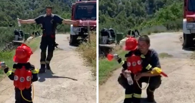 VIDEO Snimka s Hvara koja će vas raznježiti: Dječačić došao pomoći tati vatrogascu