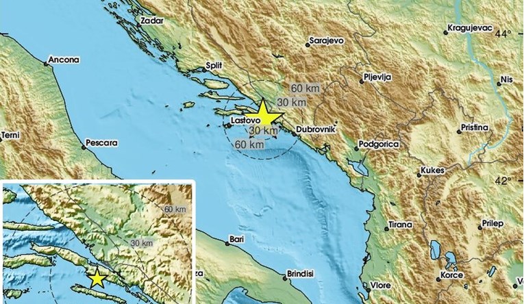 Niz potresa na jugu Hrvatske, najjači je bio magnitude 3.8