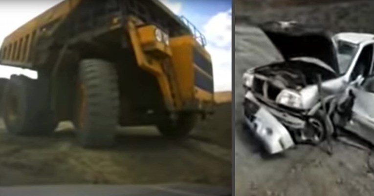 VIDEO Ogromnim kamionom pregazio SUV, putnici preživjeli