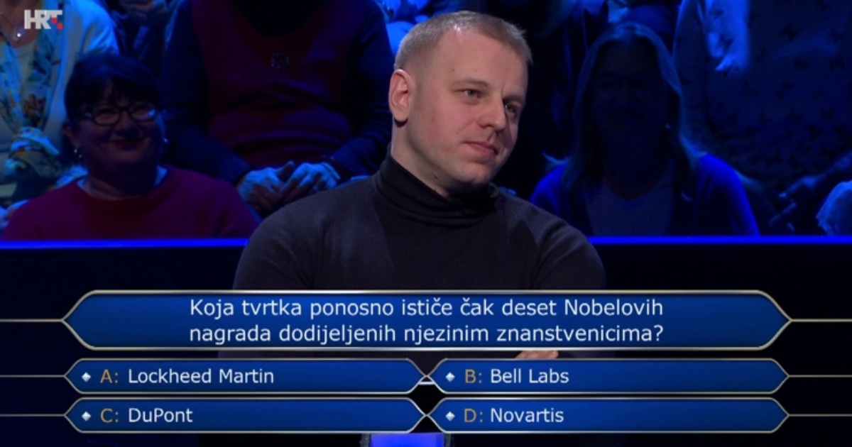 Robert u Milijunašu stigao do 13. pitanja pa odustao, znate li odgovor o Nobelovcima?