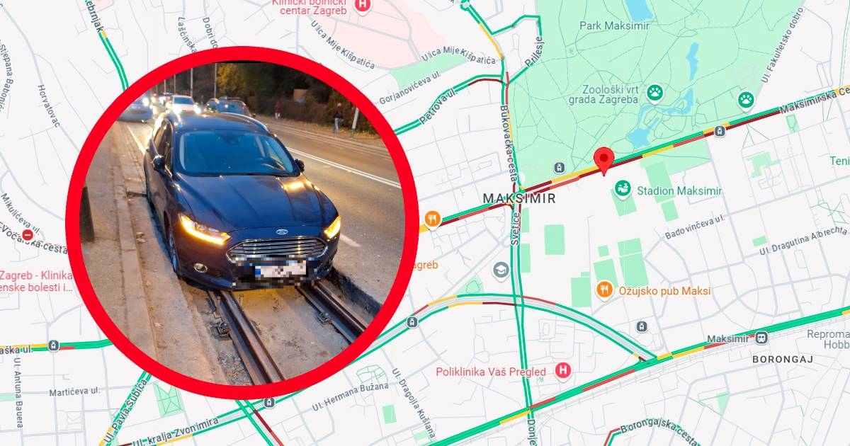 FOTO Auto upao u raskopane tramvajske tračnice na Maksimiru