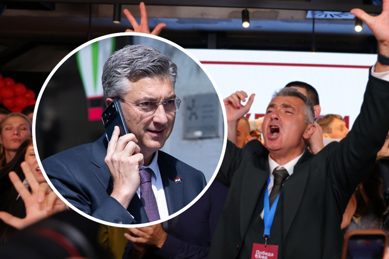 Andrej Plenković (lijevo) i Ilija Srđanović sinoć u pobjedničkom stožeru (desno)