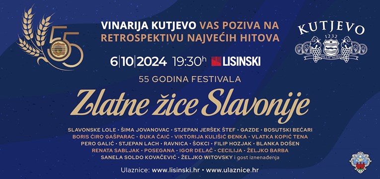 55 godina Festivala Zlatne žice Slavonije u Lisinskom uz Vinariju Kutjevo