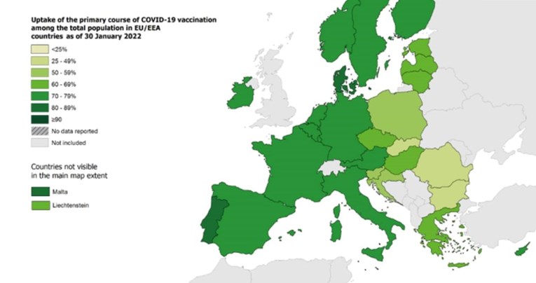 Pogledajte kartu procijepljenosti u EU i Hrvatskoj