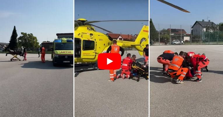 VIDEO Muškarac doživio infarkt, helikopterska hitna stigla po njega u dvorište škole