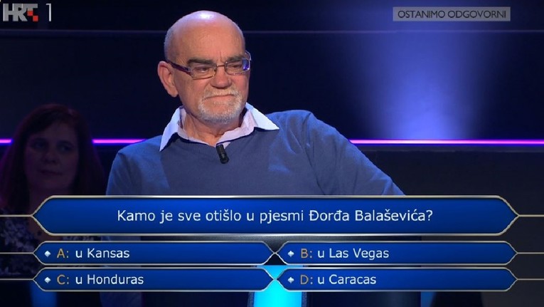 Milijunaš: Je li pitanje za 100 kuna o pjesmi Đorđa Balaševića bilo preteško?