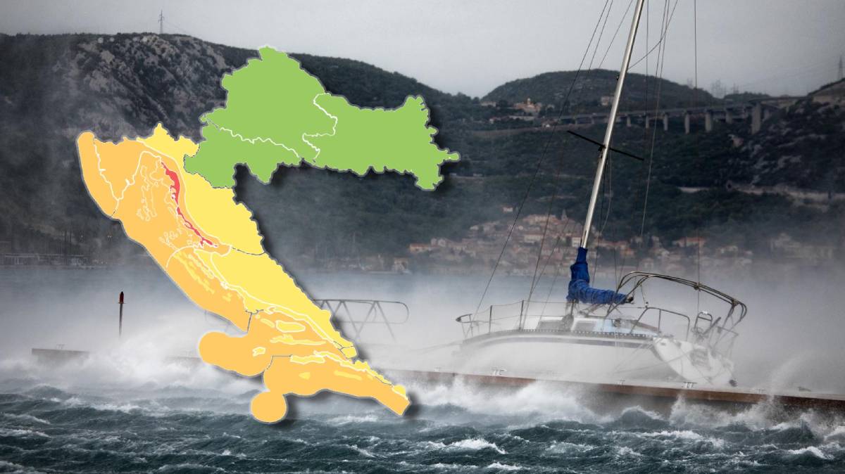 Sutra moguć snijeg u gorju, bit će i orkanske bure. Na snazi je crveni meteoalarm