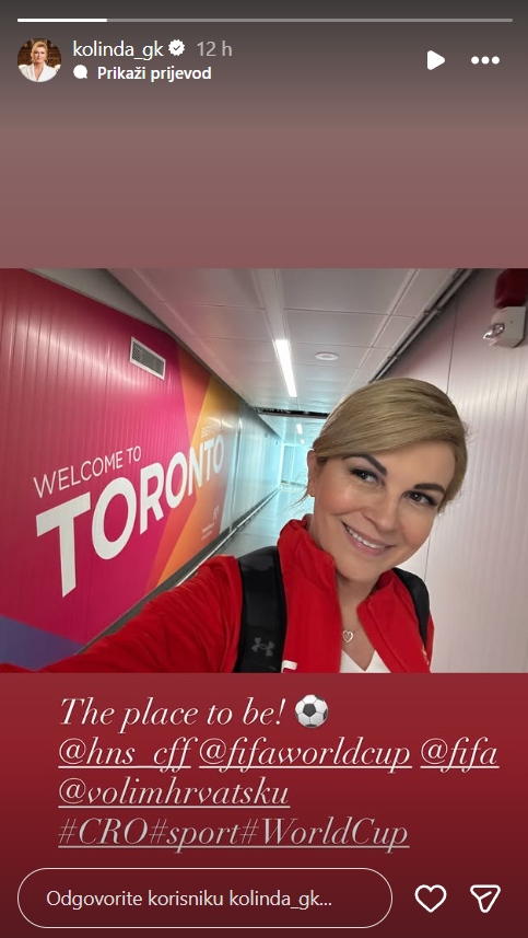 Kolinda podijelila fotografiju iz Toronta: "The place to be!"