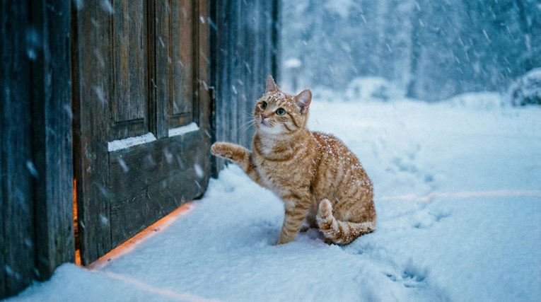 Par spasio mačka koji je plakao pred vratima tijekom snježne oluje