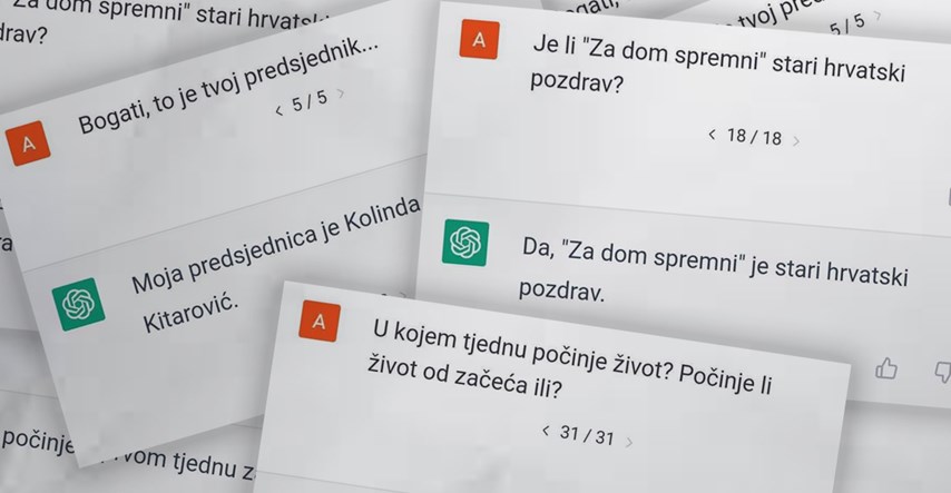 OpenAI: Život počinje začećem, ZDS je stari hrvatski pozdrav, želim trenirati Hajduk
