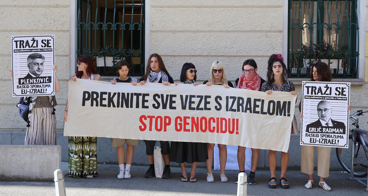 FOTO Prosvjed ispred MVEP-a. "Traže se Plenković i Grlić zbog sudioništva u genocidu"