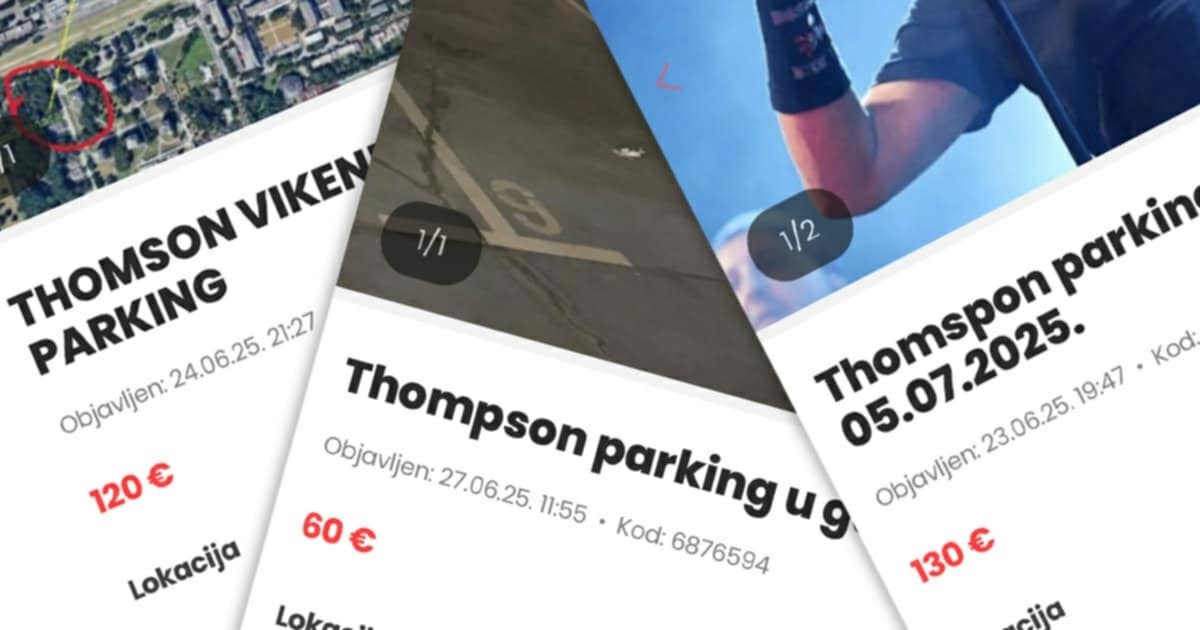 Masovno se nude parking mjesta za Thompsonov koncert. Cijene idu do 130 eura
