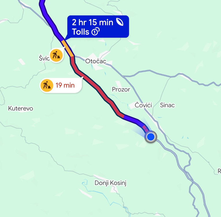 Kilometarska kolona na A1 kod Otočca