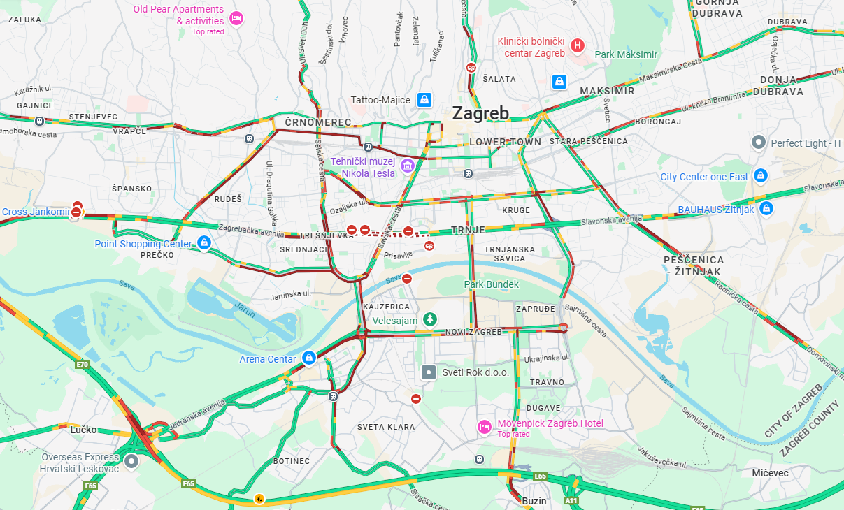 VIDEO Gužve u Zagrebu, kolona u baruna Filipovića