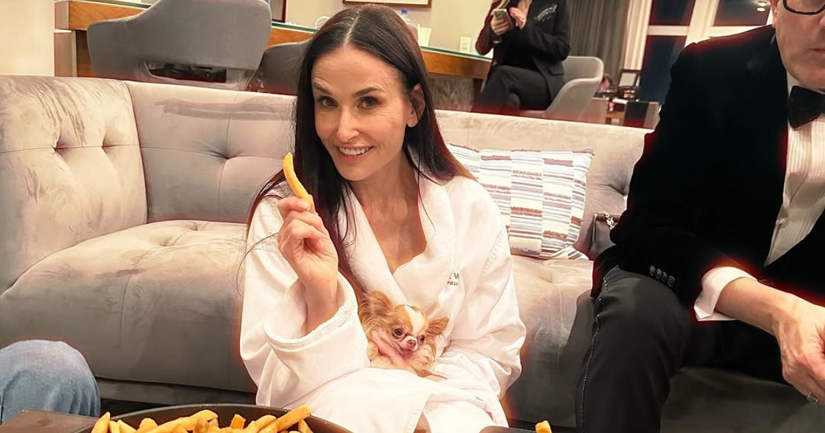 Demi Moore nakon Oscara skinula šminku i počastila se pomfritom