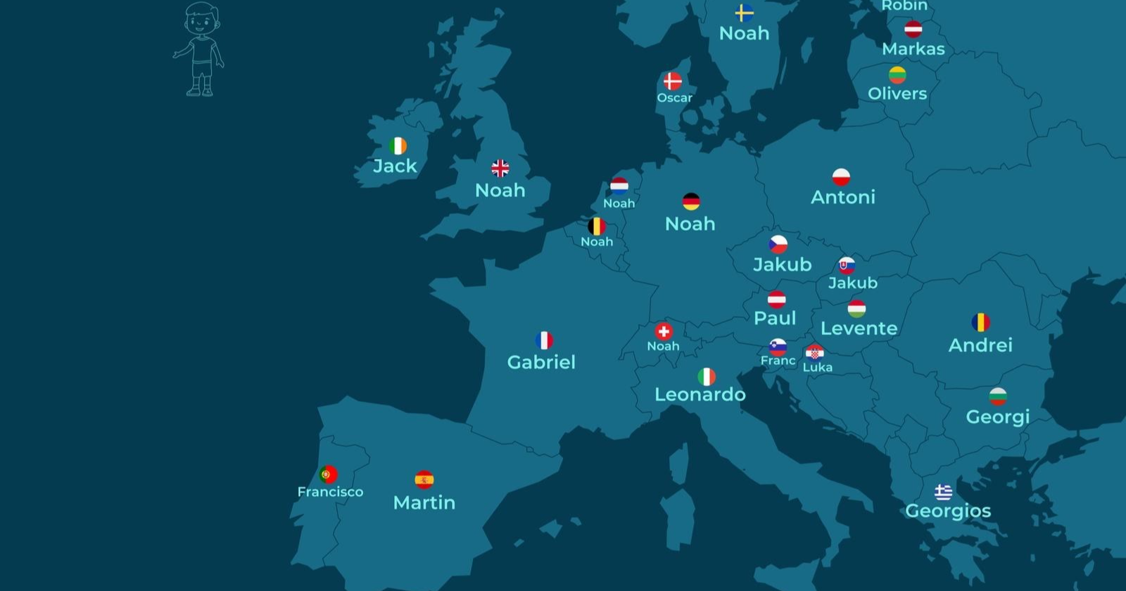 Objavljeno koja su najpopularnija muška imena u Europi. Jedno dominira