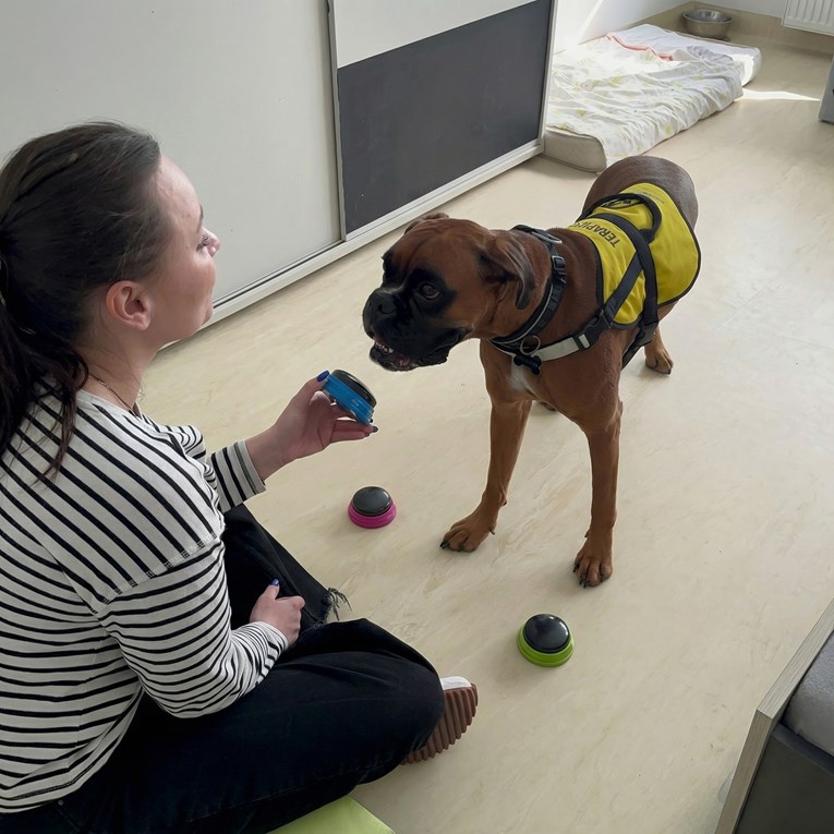 Zbog simpatične kujice djeca rado dolaze na terapije u Zagrebu i govore što ih muči