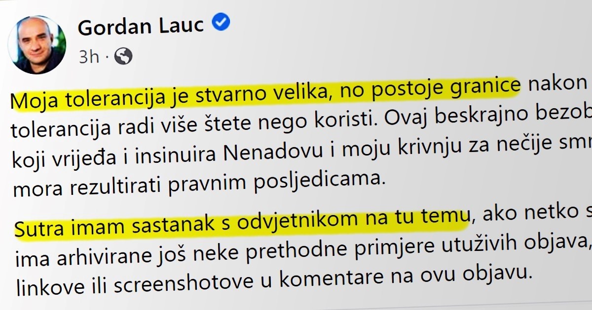 Lauc najavio da će tužiti Šprajca