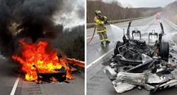 Vatrogasci potrošili šest cisterni kako bi ugasili Teslin automobil u plamenu