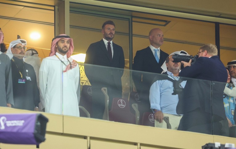 David Beckham snimljen na tribinama tijekom utakmice Hrvatske i Argentine
